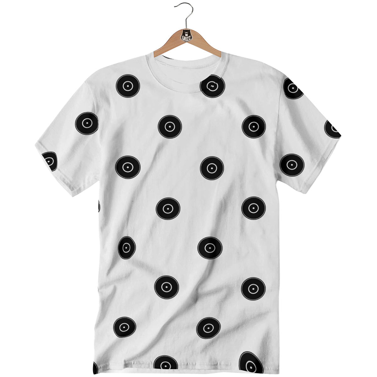 Vinyl White And Black Print Pattern T-Shirt-grizzshop