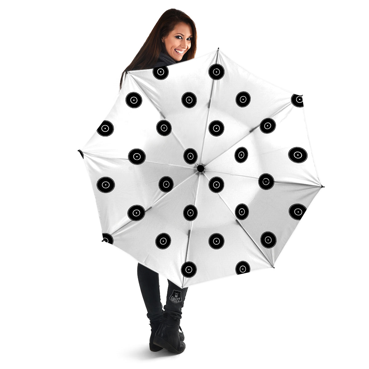 Vinyl White And Black Print Pattern Umbrella-grizzshop