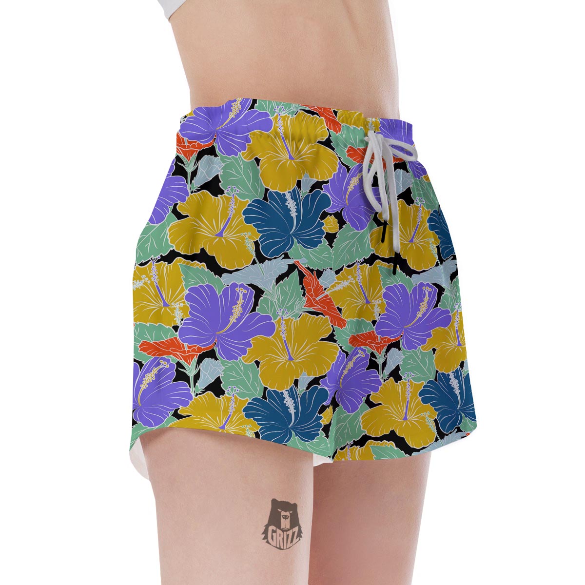 Violet Hibiscus Flower Hawaiian Print Women's Shorts-grizzshop