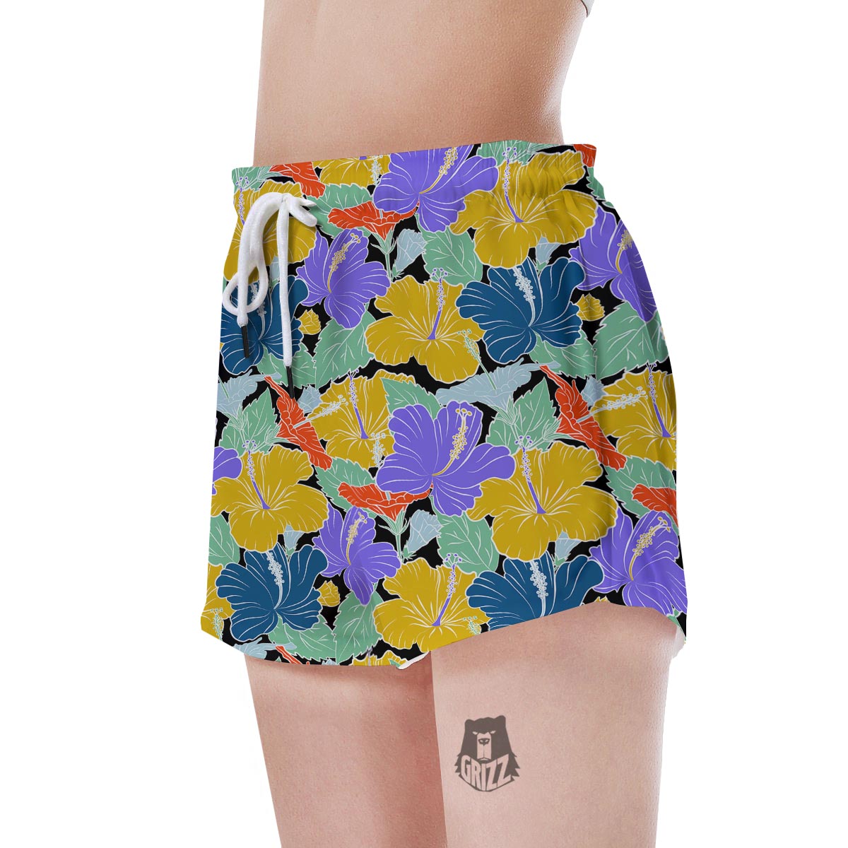 Violet Hibiscus Flower Hawaiian Print Women's Shorts-grizzshop