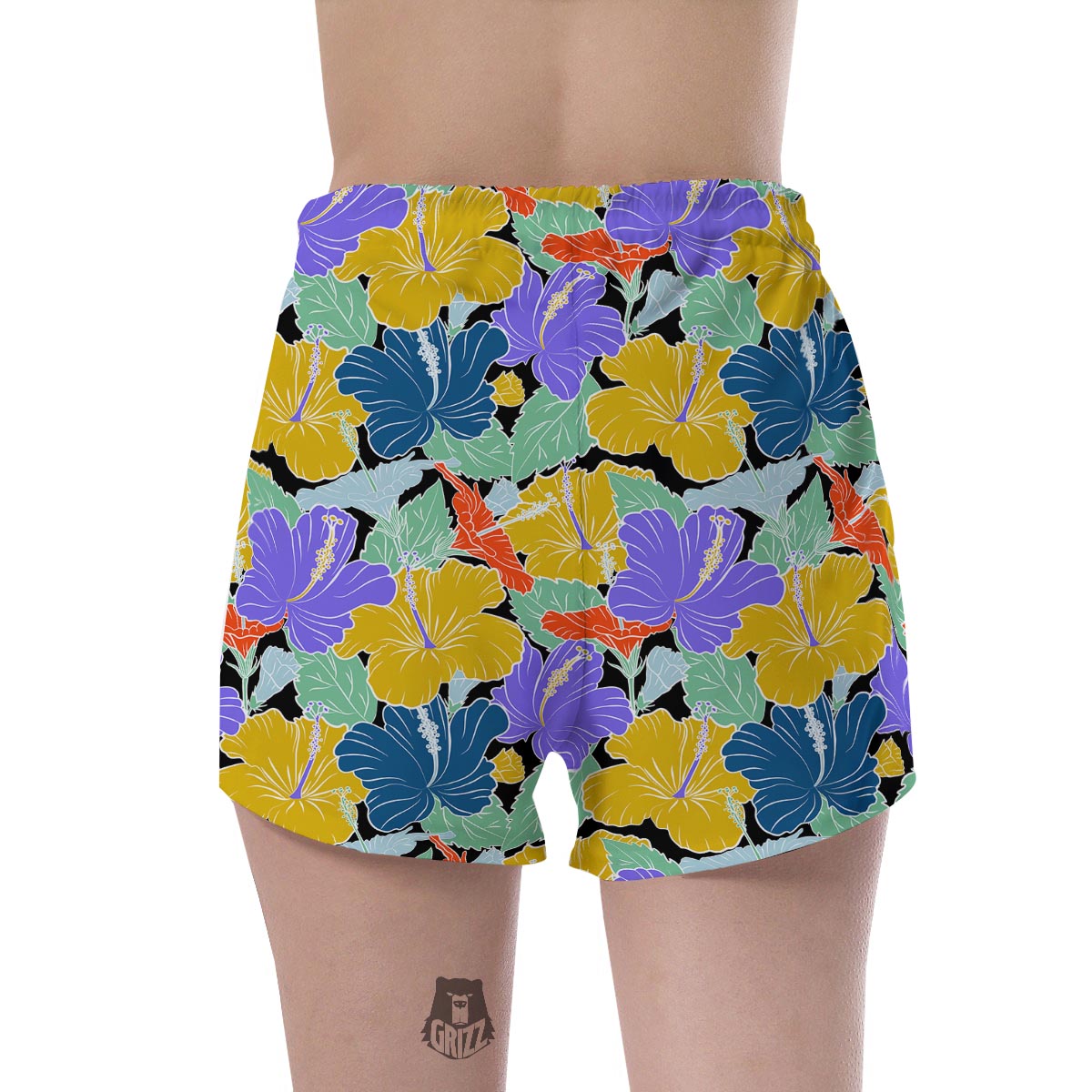 Violet Hibiscus Flower Hawaiian Print Women's Shorts-grizzshop