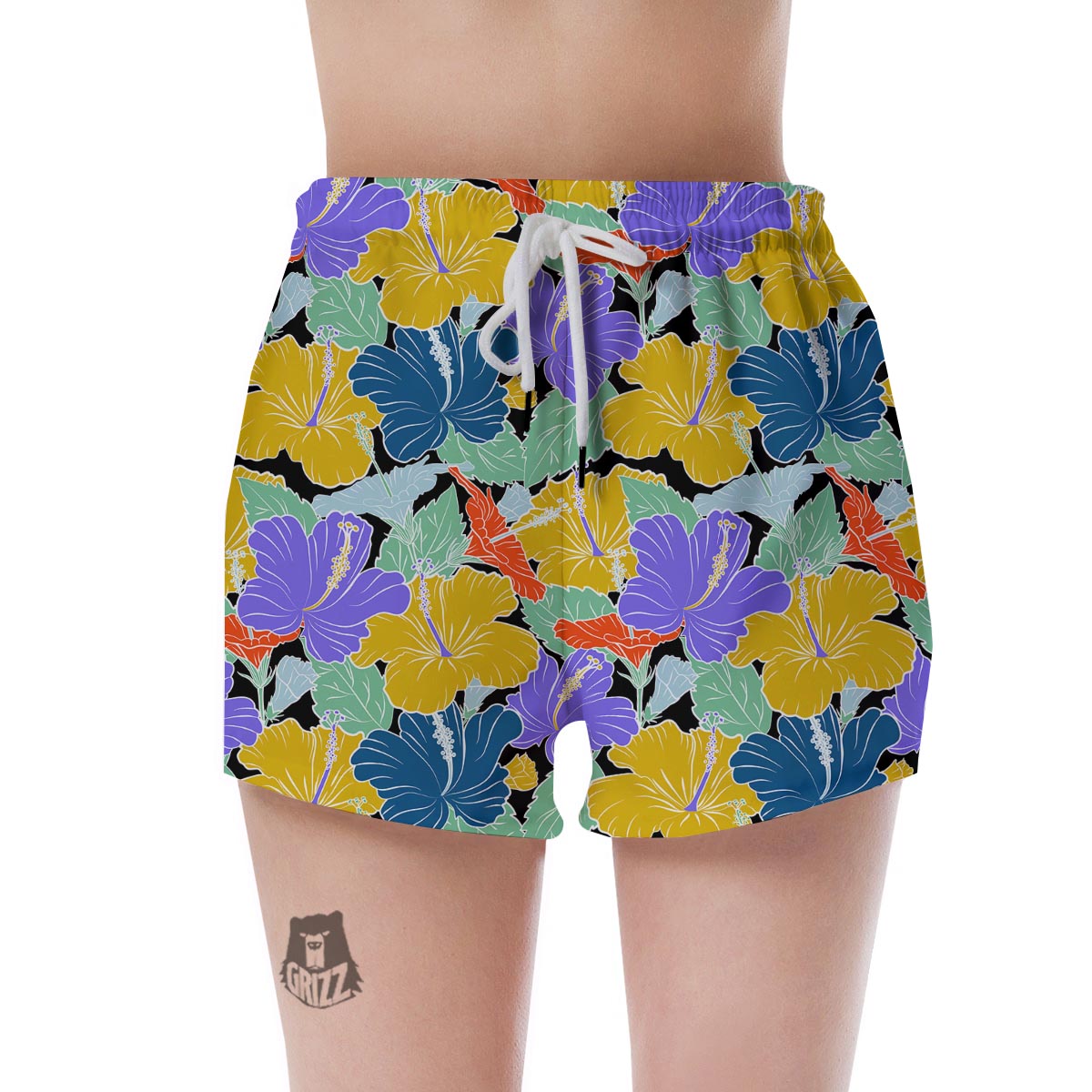 Violet Hibiscus Flower Hawaiian Print Women's Shorts-grizzshop
