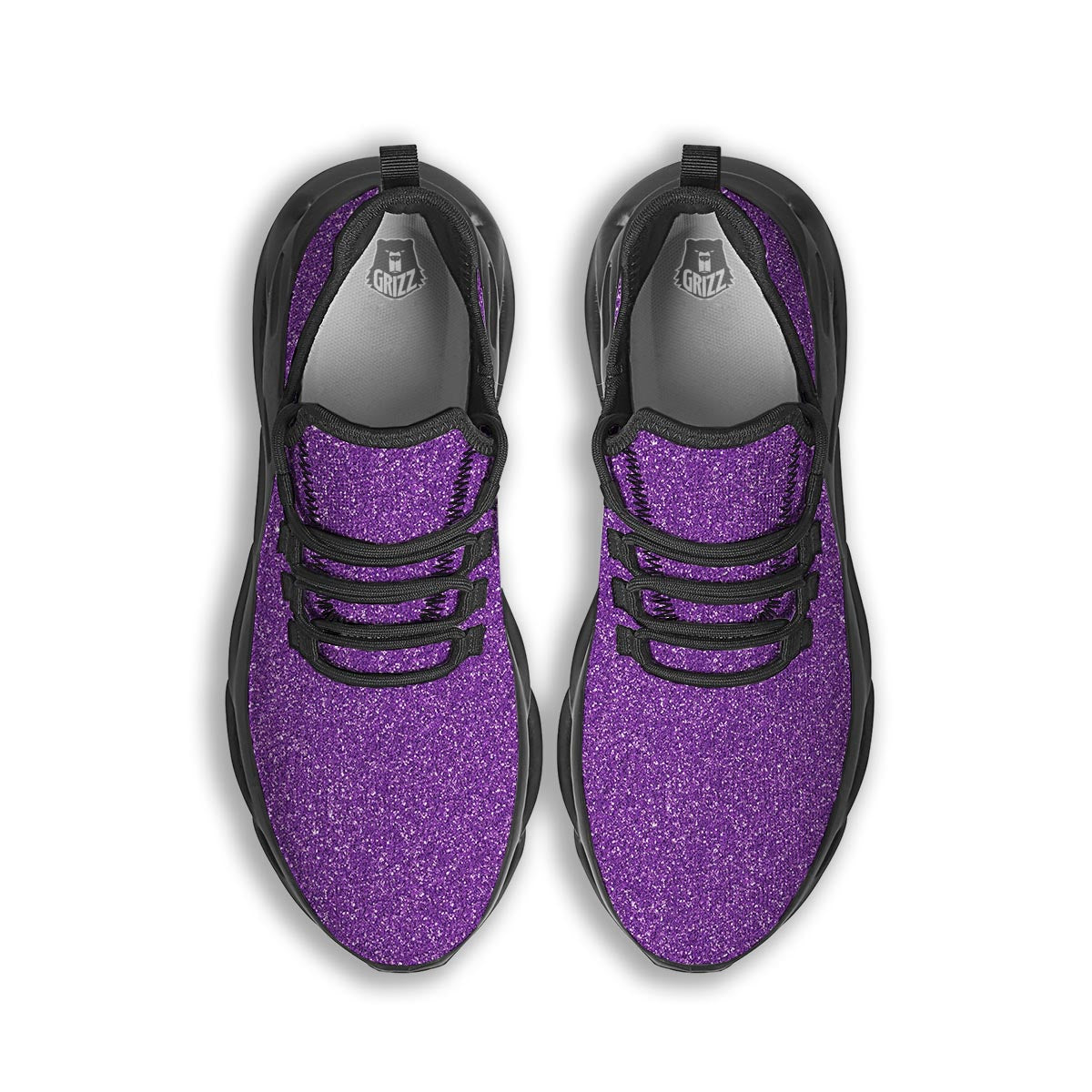 Violet Purple Glitter Artwork Print Black Running Shoes-grizzshop