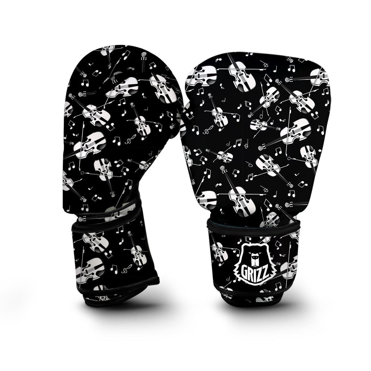 Violin Pattern Print Boxing Gloves-grizzshop