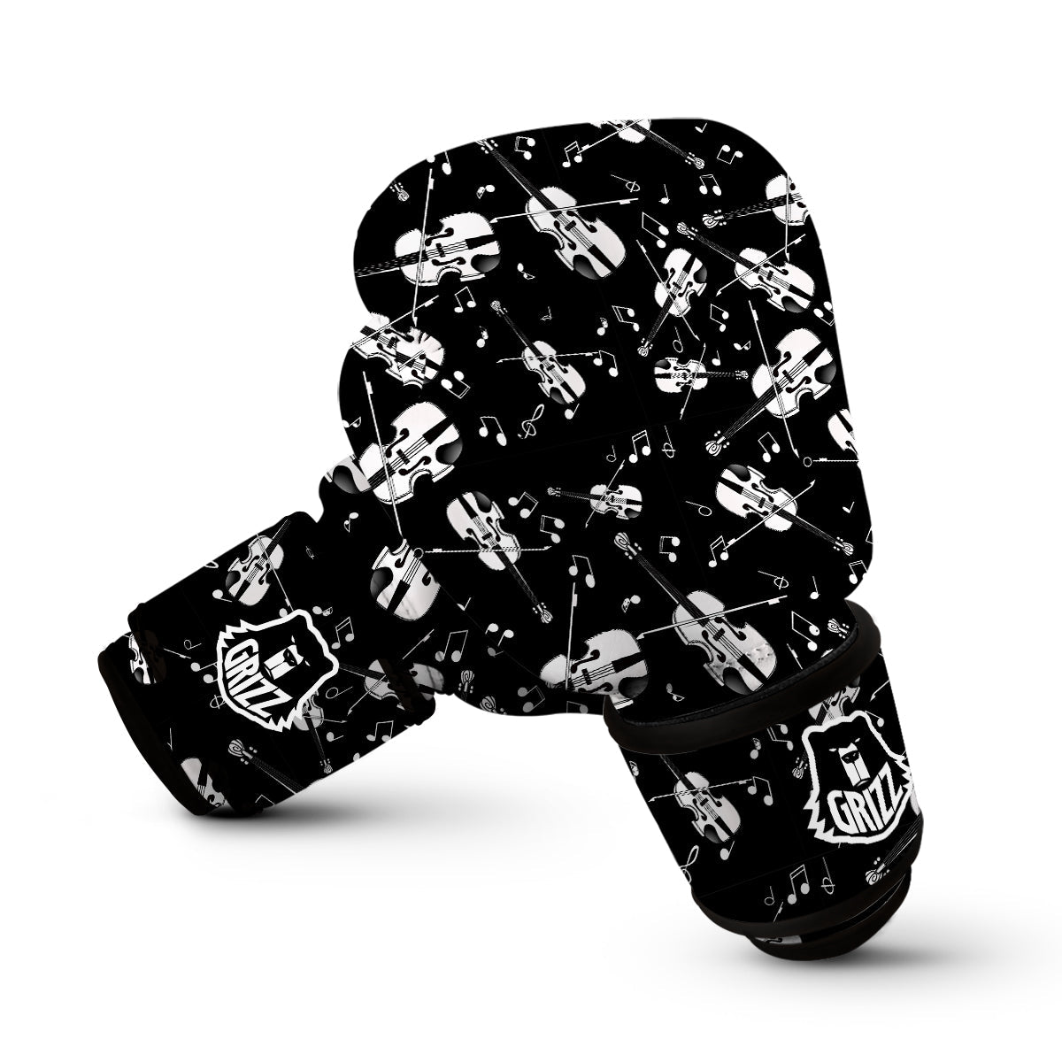 Violin Pattern Print Boxing Gloves-grizzshop