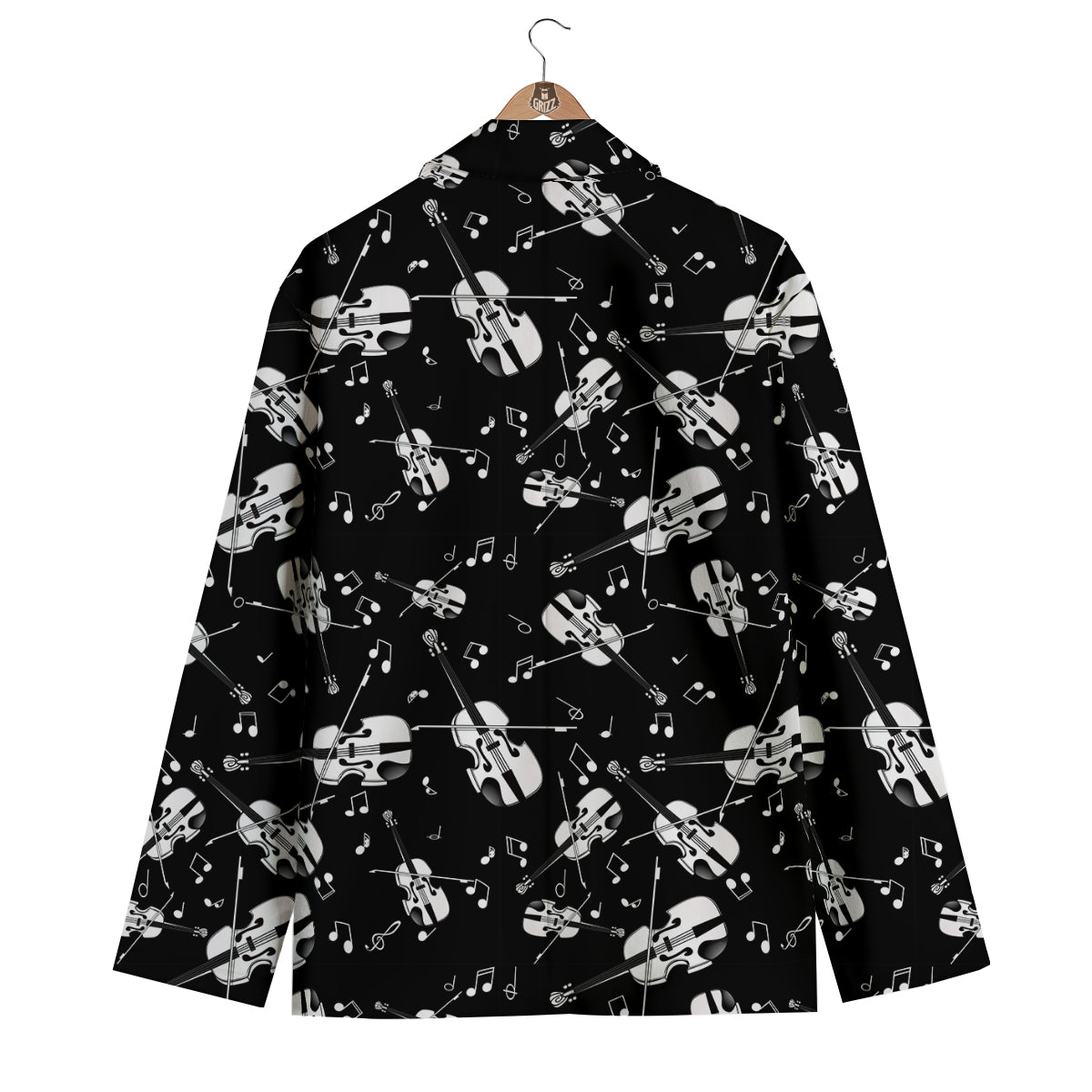 Violin Pattern Print Men's Blazer-grizzshop