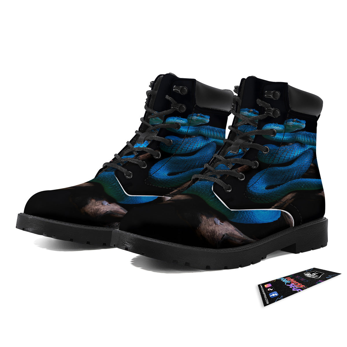 Viper Snake Blue Pit Print Boots-grizzshop