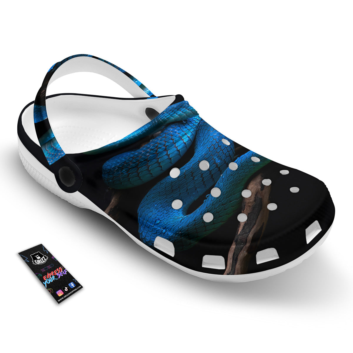 Viper Snake Blue Pit Print Clog-grizzshop