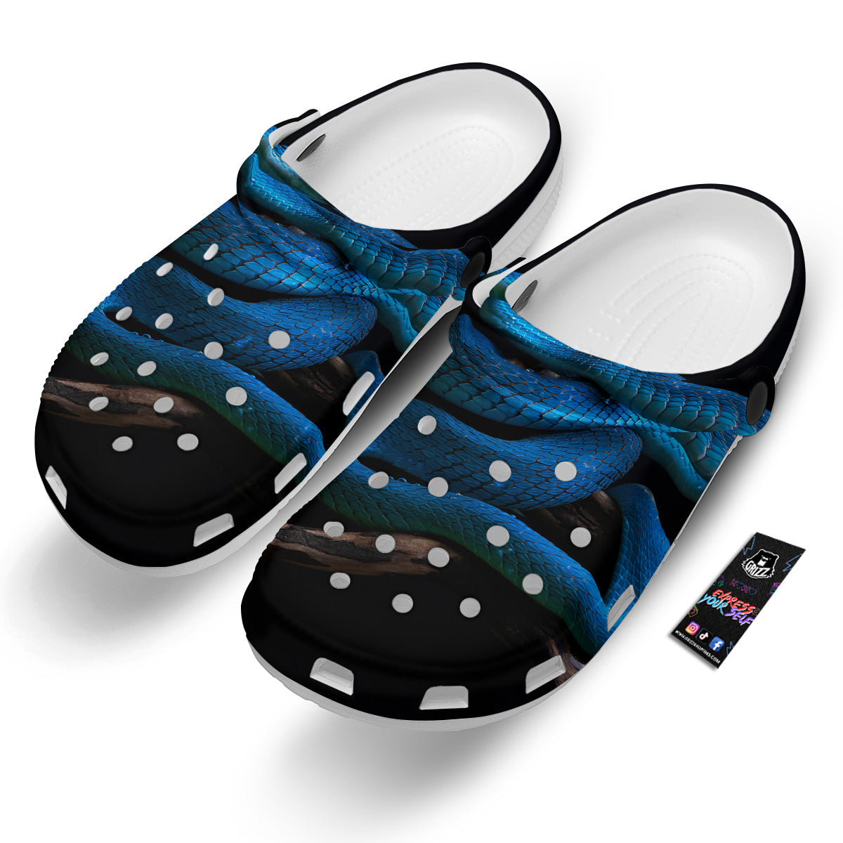 Viper Snake Blue Pit Print Clog-grizzshop