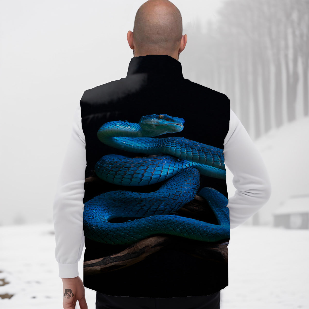 Viper Snake Blue Pit Print Down Vest