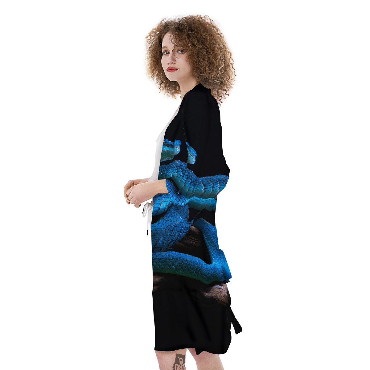 Viper Snake Blue Pit Print Kimono-grizzshop