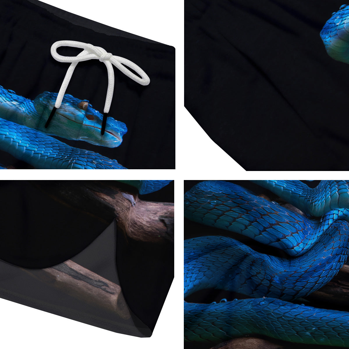 Viper Snake Blue Pit Print Men's Running Shorts-grizzshop