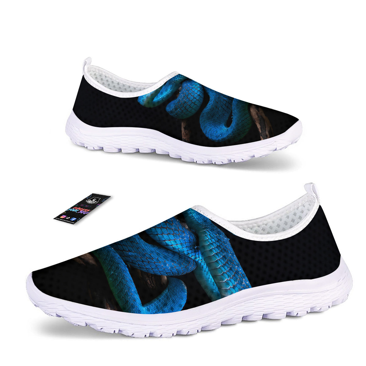 Viper Snake Blue Pit Print Nurse Shoes-grizzshop