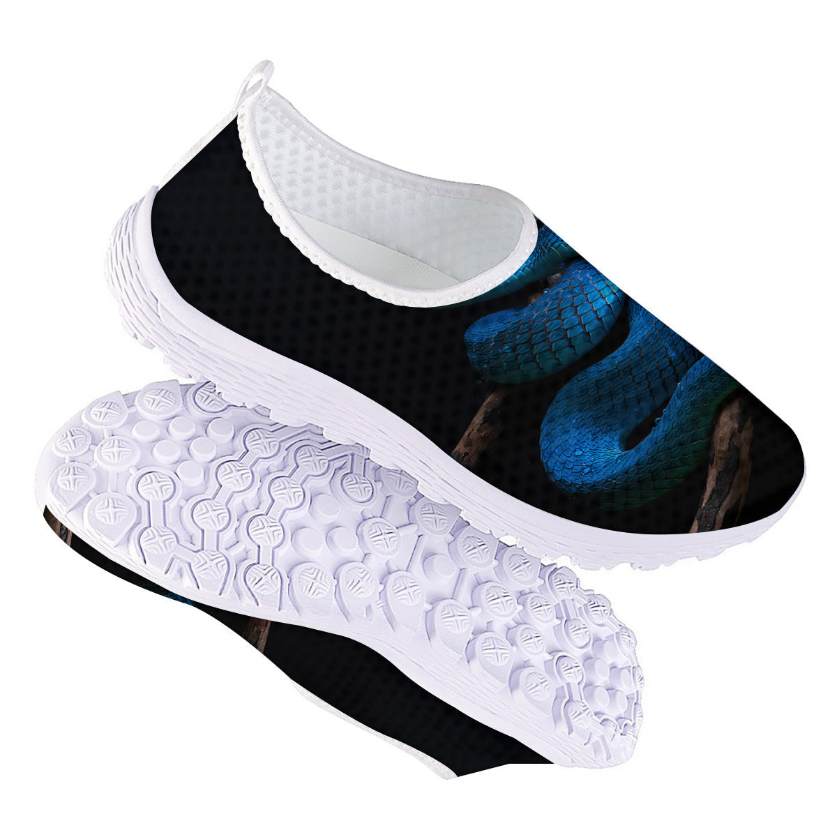 Viper Snake Blue Pit Print Nurse Shoes-grizzshop