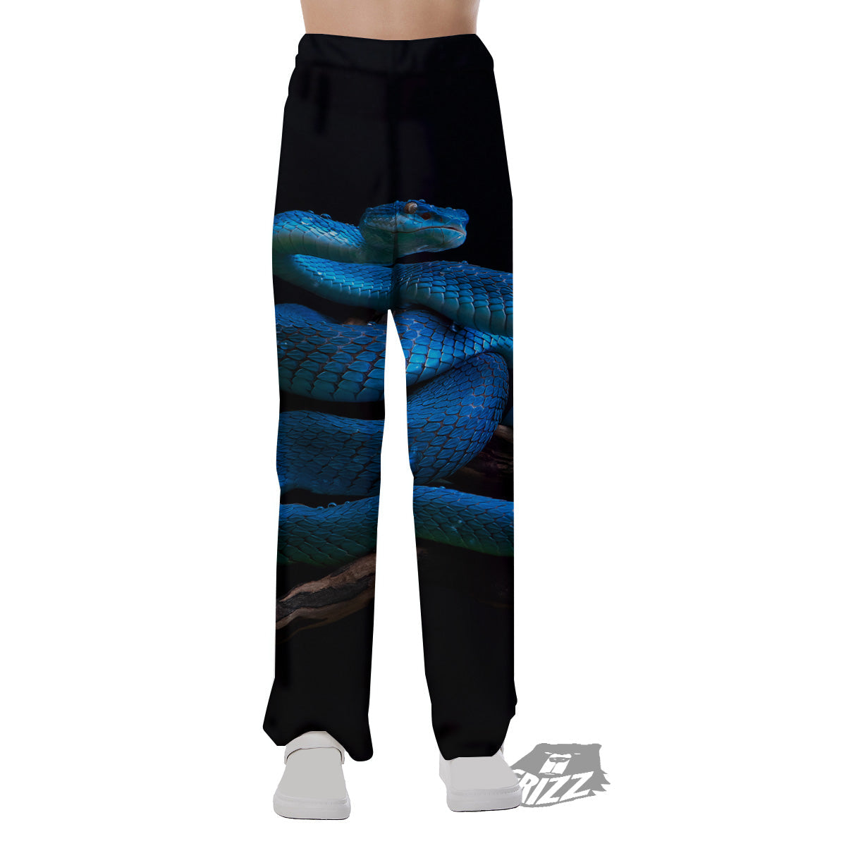 Viper Snake Blue Pit Print Pajama Pants-grizzshop