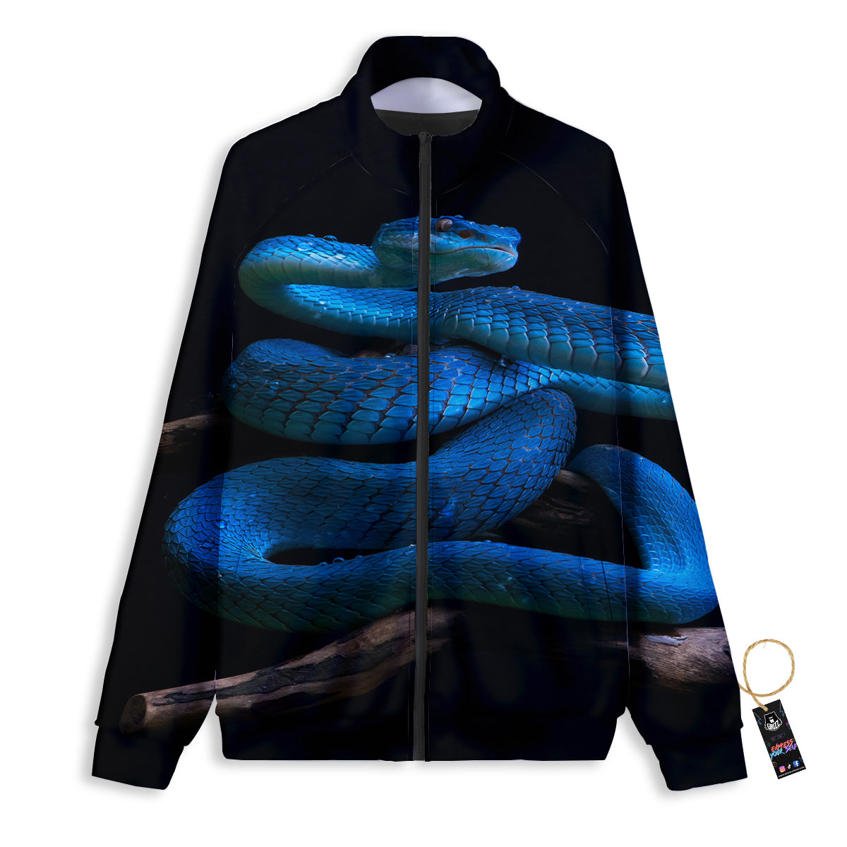 Viper Snake Blue Pit Print Track Jacket-grizzshop