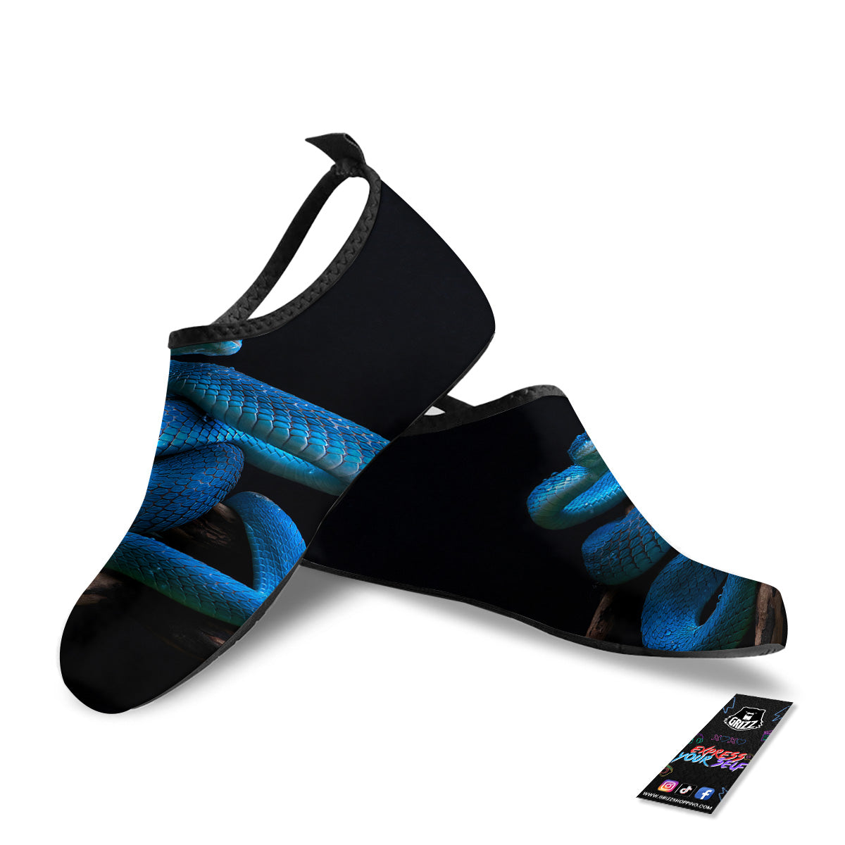 Viper Snake Blue Pit Print Water Shoes-grizzshop