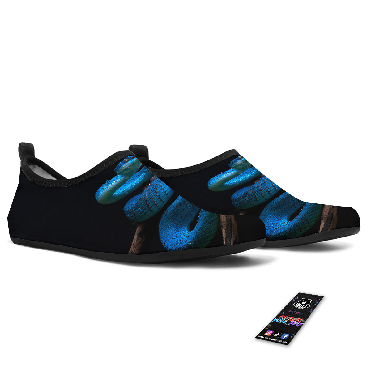 Viper Snake Blue Pit Print Water Shoes-grizzshop