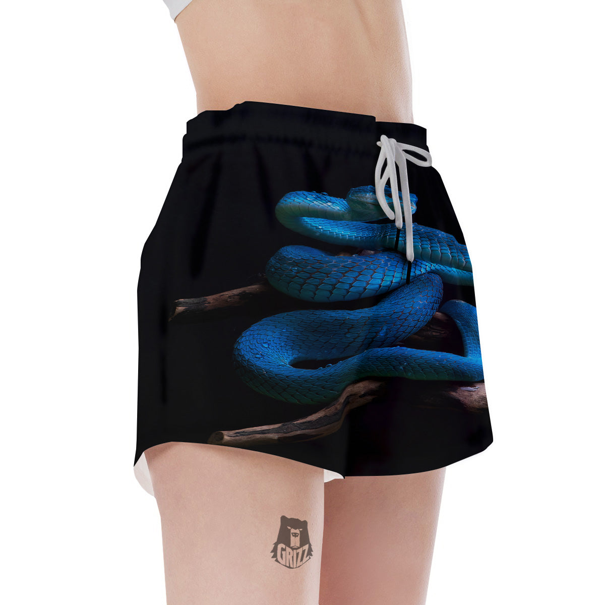 Viper Snake Blue Pit Print Women's Shorts-grizzshop