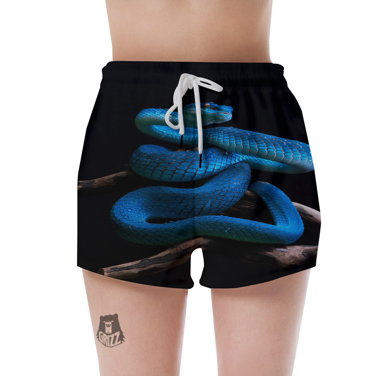 Viper Snake Blue Pit Print Women's Shorts-grizzshop