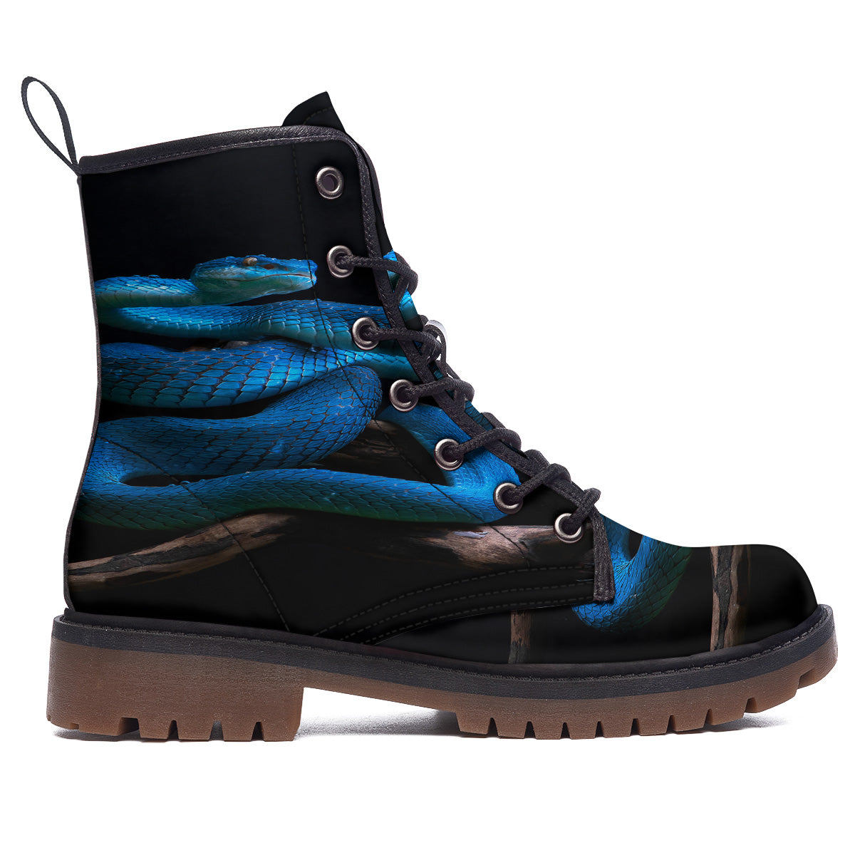 Viper Snake Blue Pit Print Work Boots-grizzshop