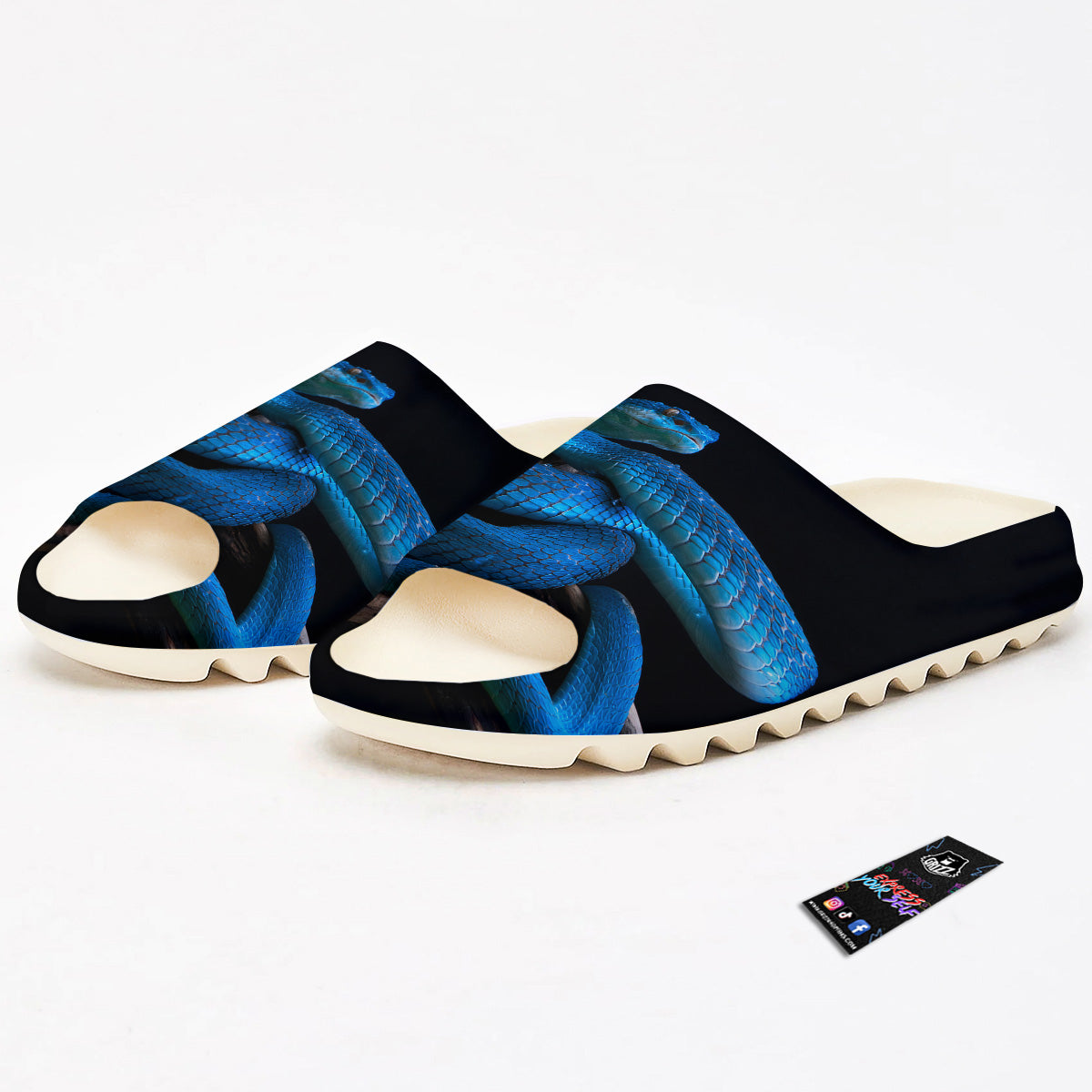 Viper Snake Blue Pit Print Sandals-grizzshop