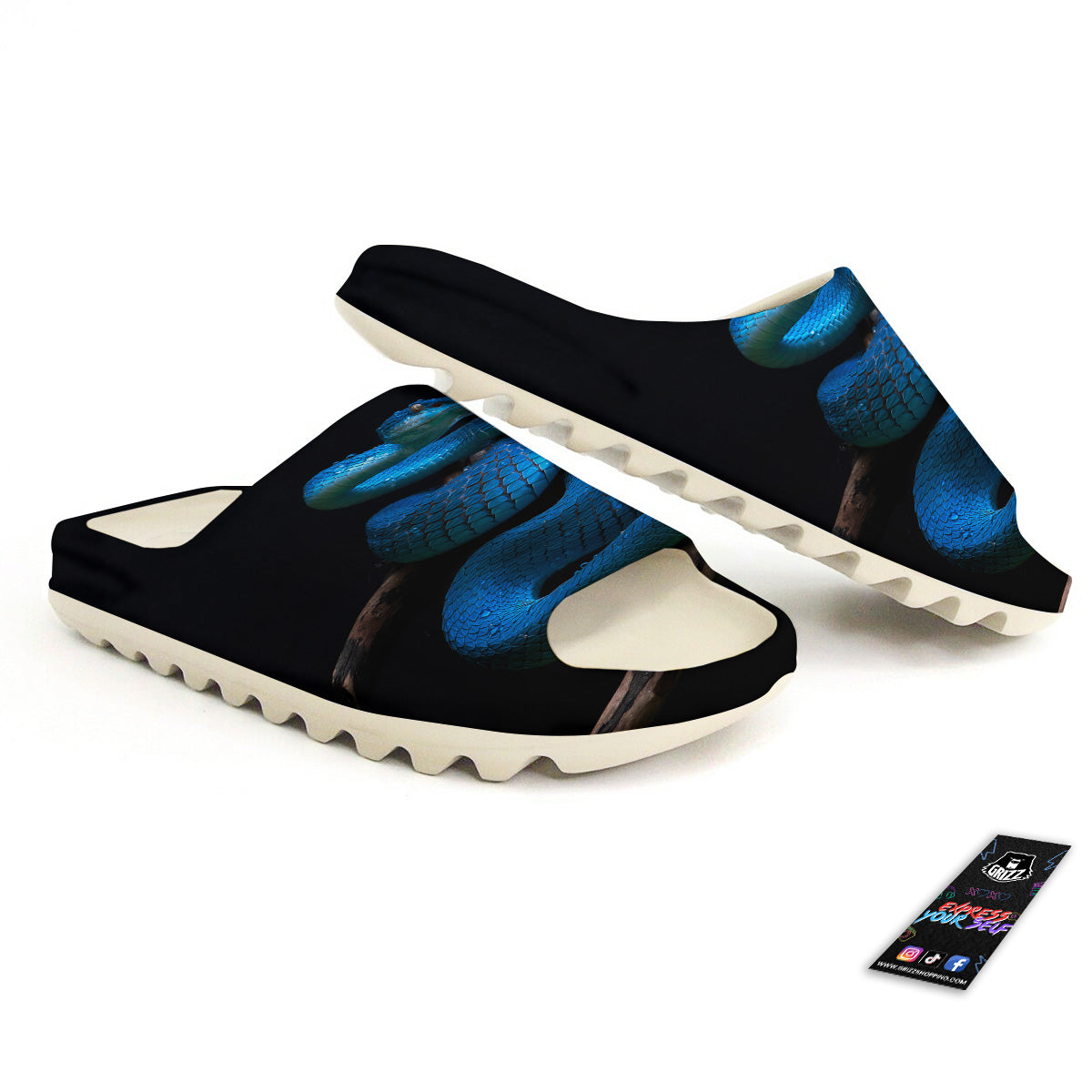 Viper Snake Blue Pit Print Sandals-grizzshop