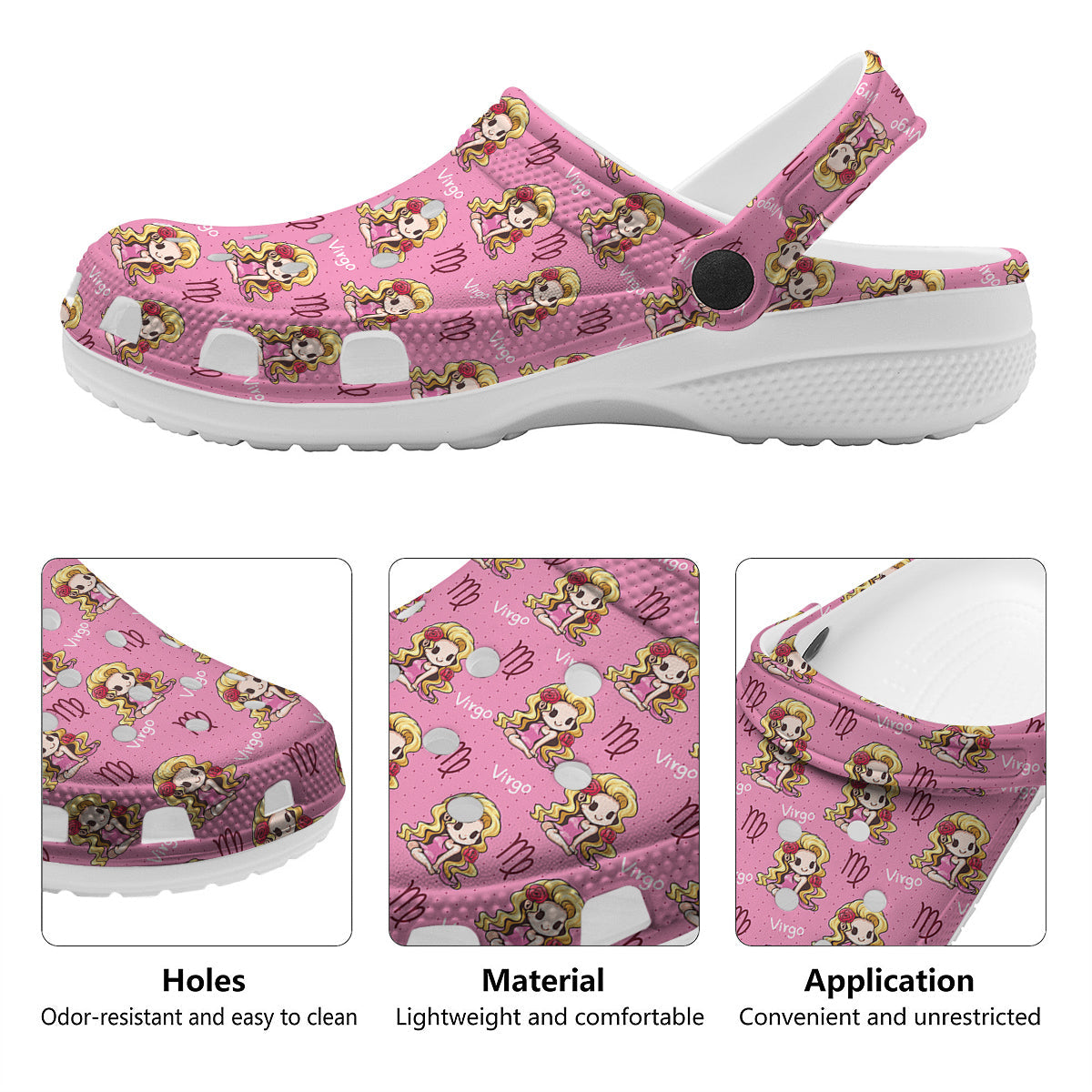 Virgo Cute Cartoon Print Pattern Clog-grizzshop