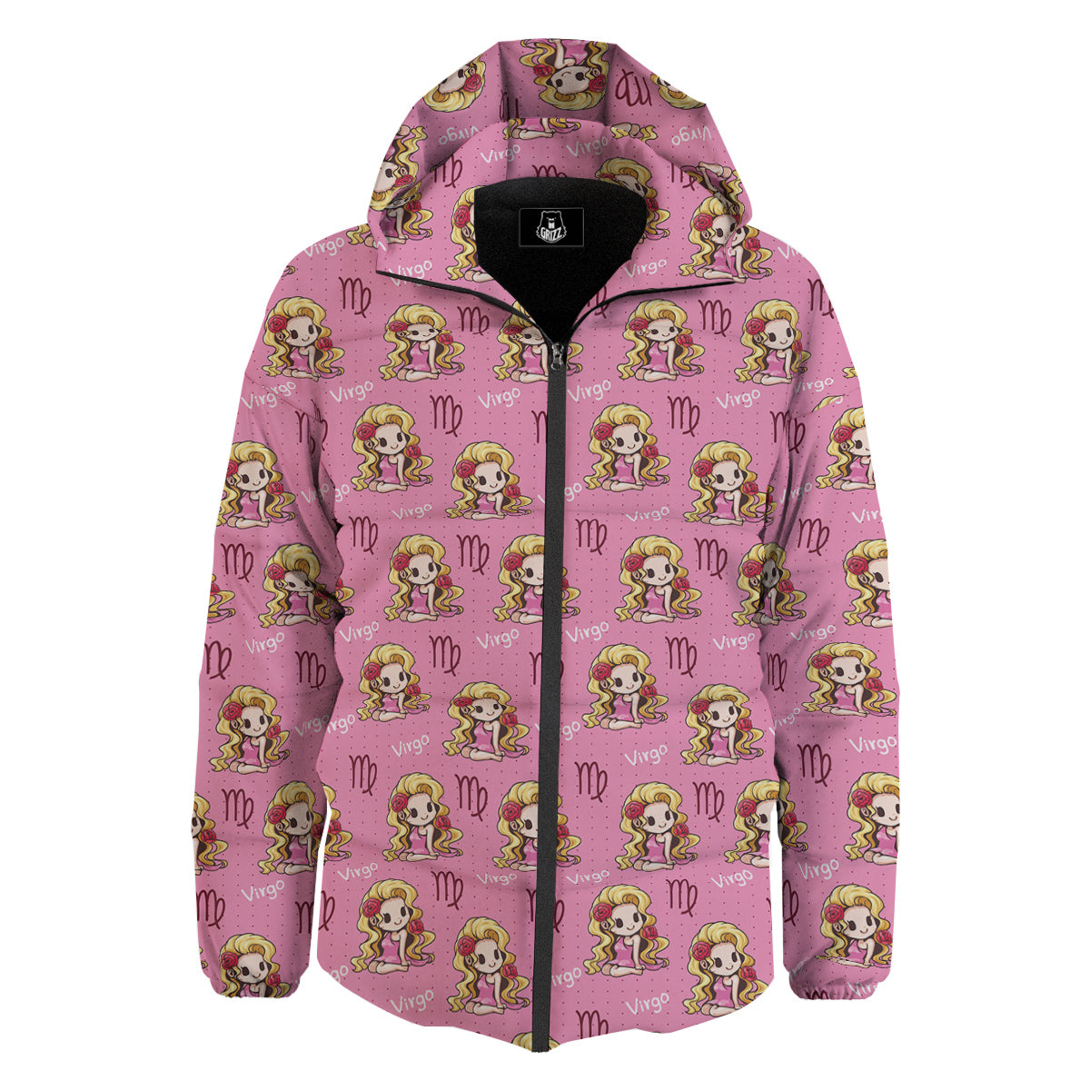 Virgo Cute Cartoon Print Pattern Down Jacket-grizzshop