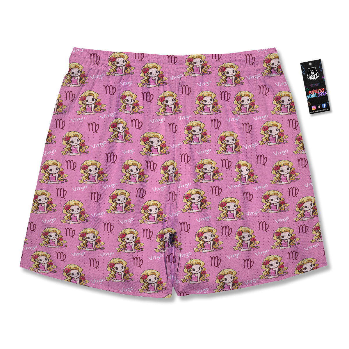 Virgo Cute Cartoon Print Pattern Men's Running Shorts-grizzshop