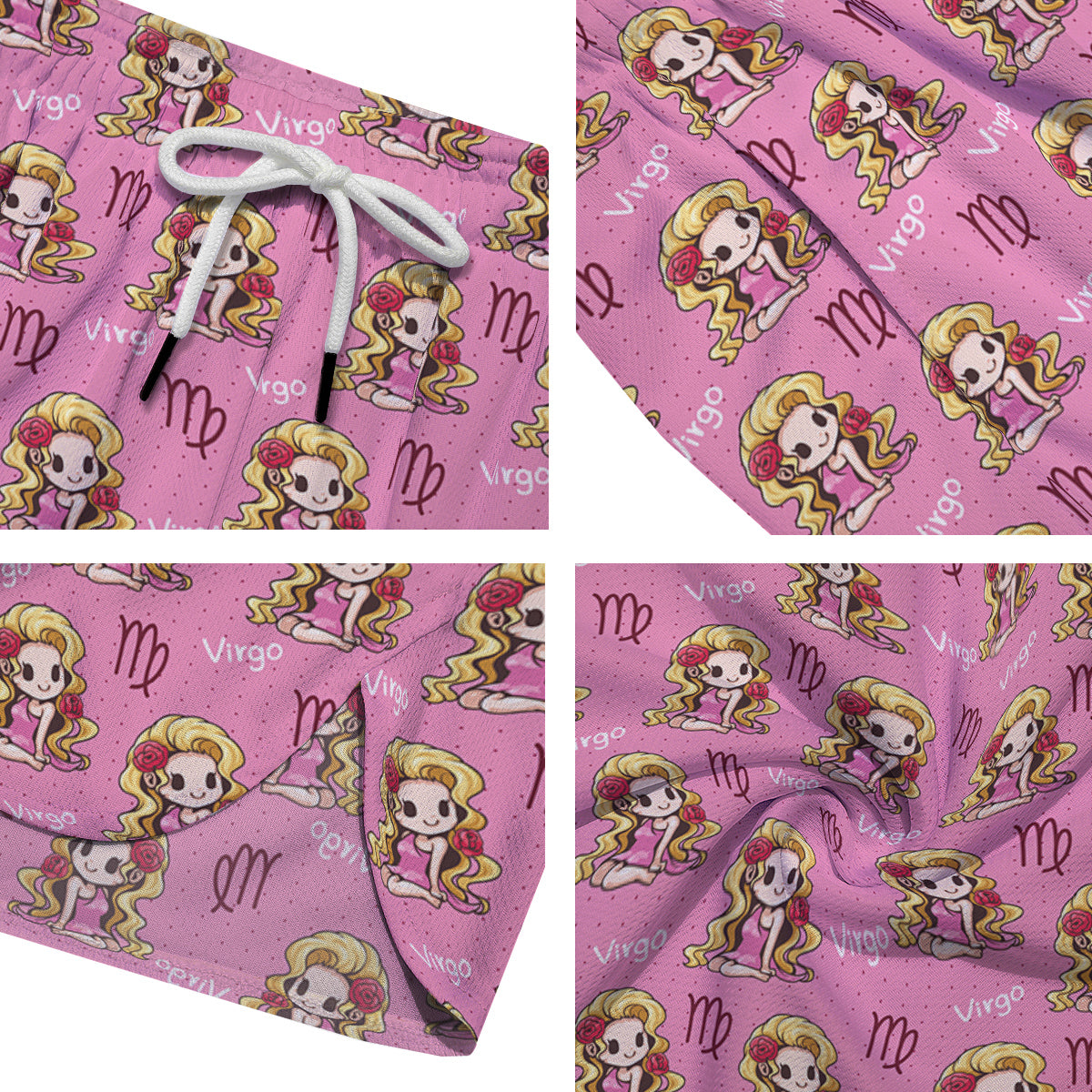 Virgo Cute Cartoon Print Pattern Men's Running Shorts-grizzshop