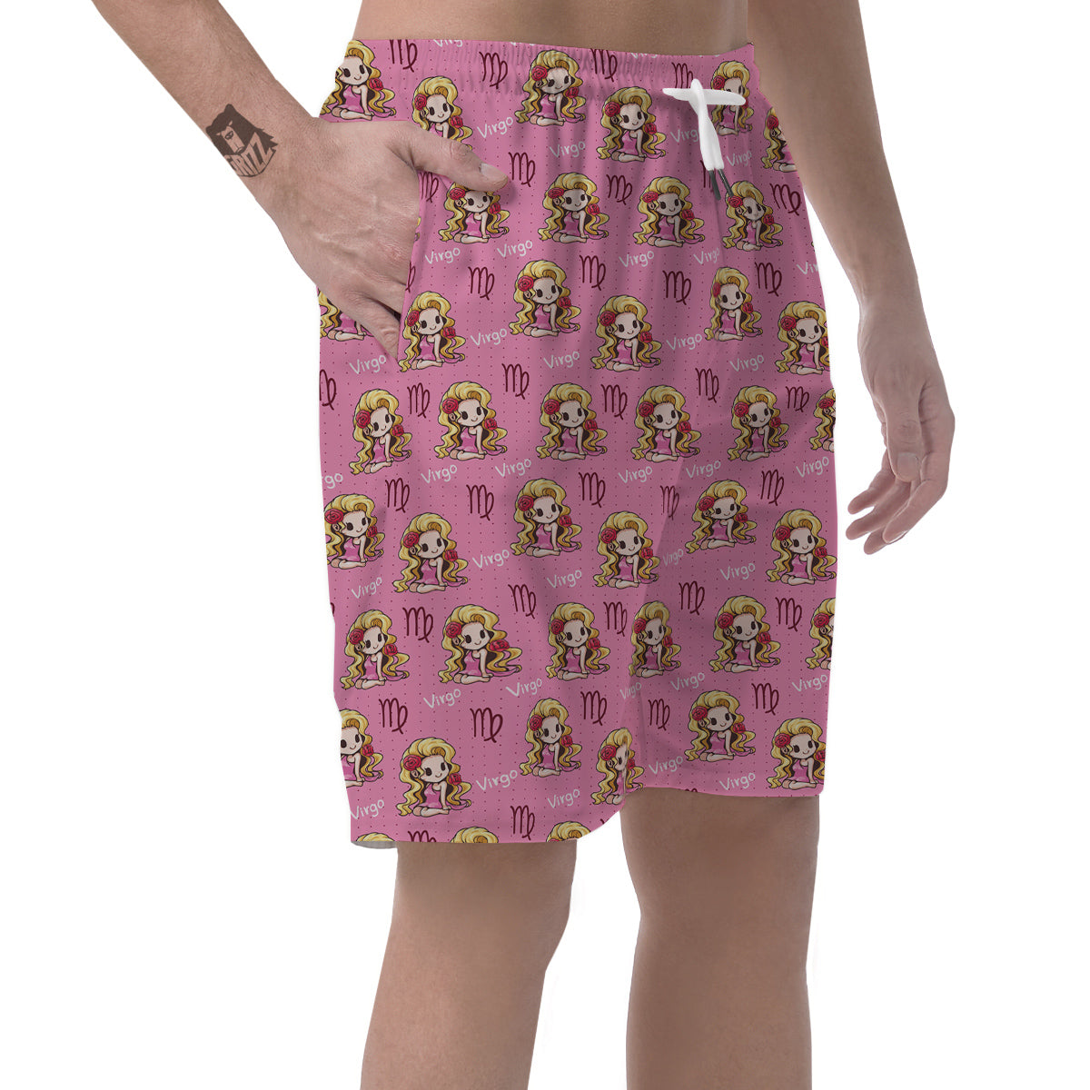 Virgo Cute Cartoon Print Pattern Men's Shorts-grizzshop