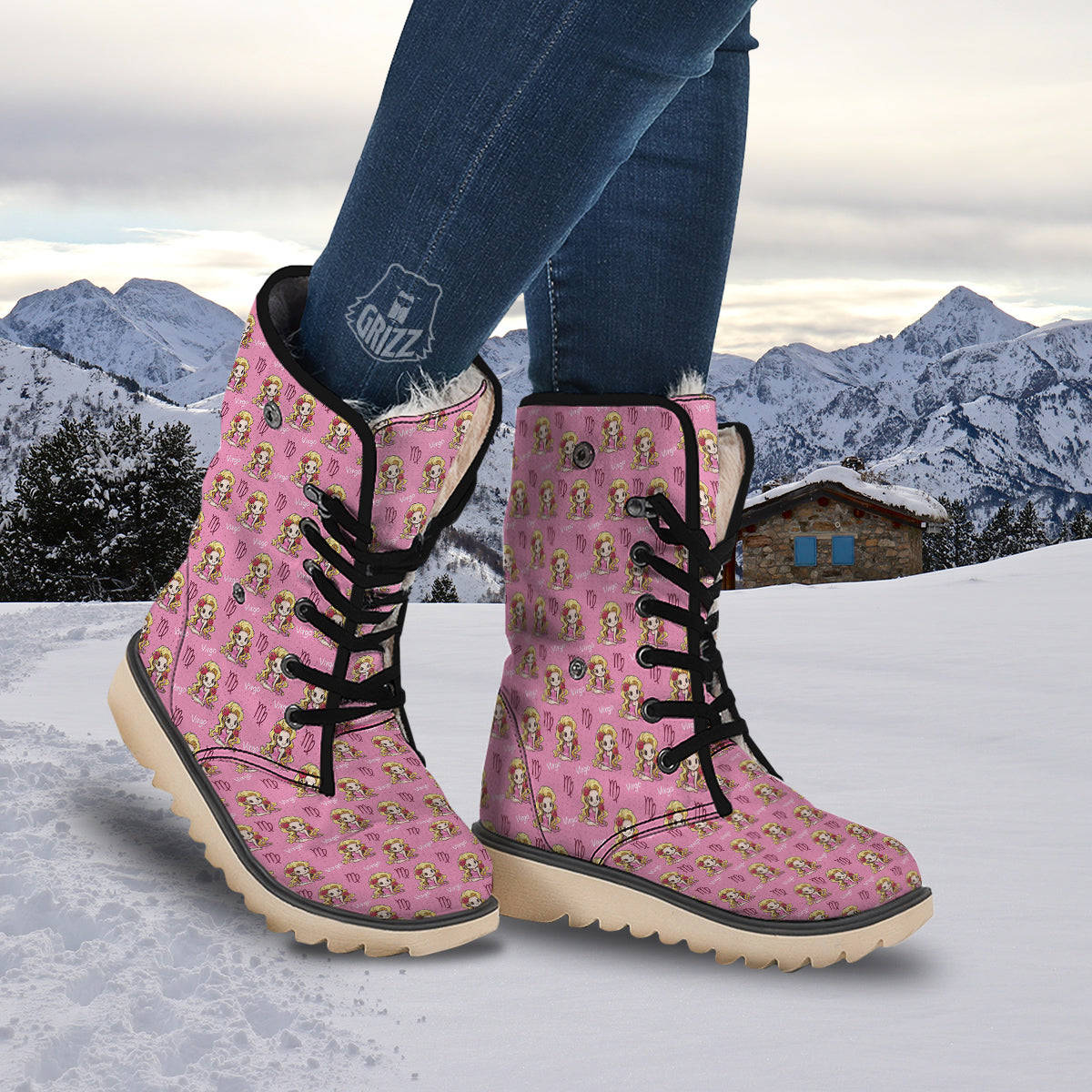 Virgo Cute Cartoon Print Pattern Snow Boots-grizzshop