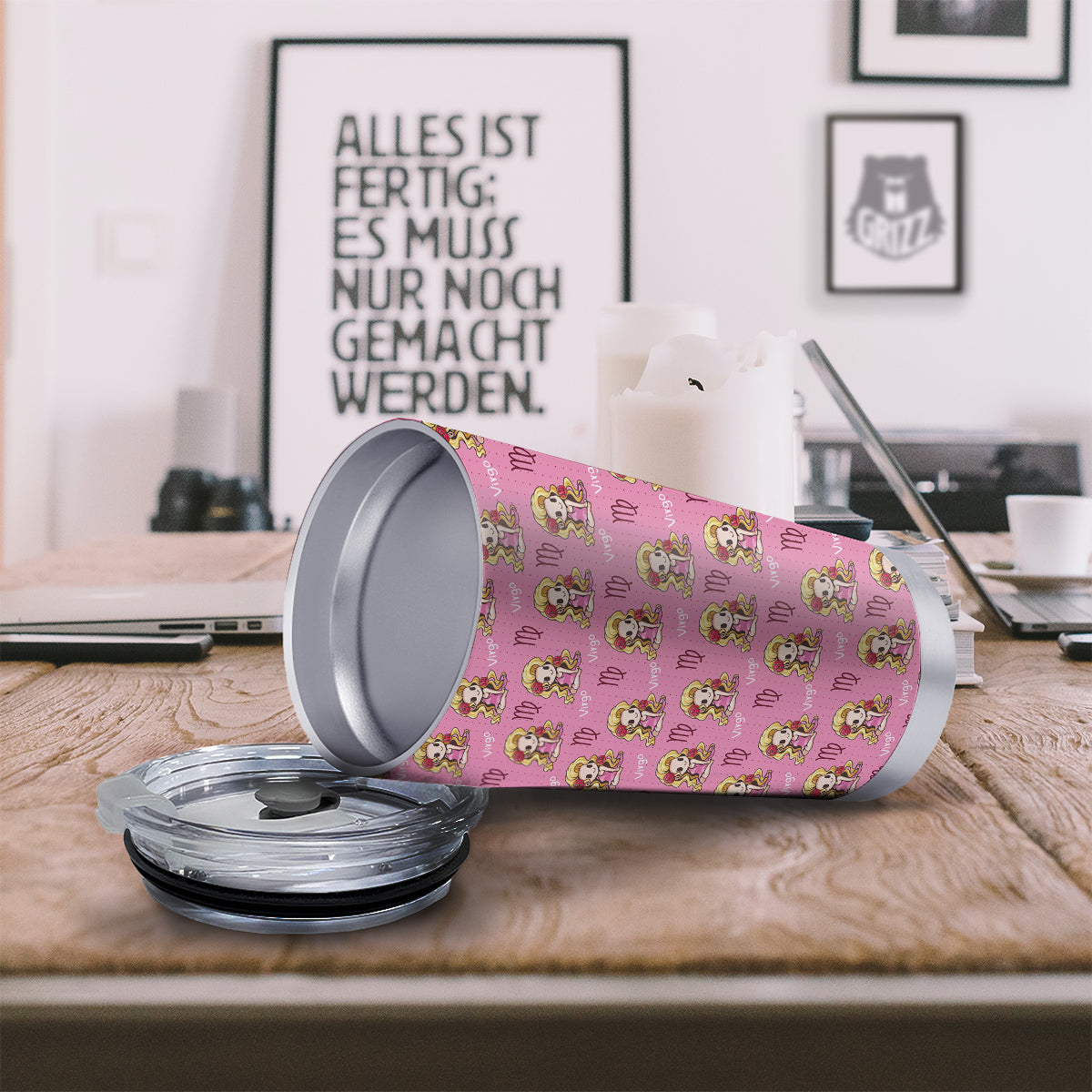 Virgo Cute Cartoon Print Pattern Tumbler-grizzshop