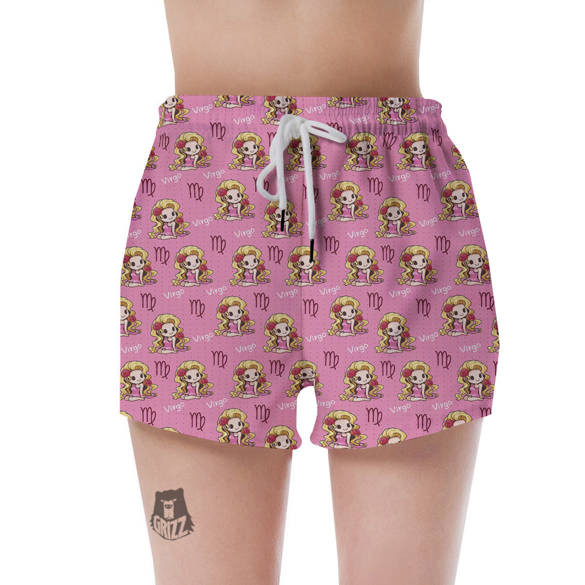 Virgo Cute Cartoon Print Pattern Women's Shorts-grizzshop