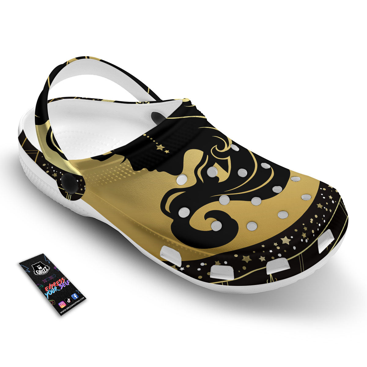 Virgo Sign Black And Gold Print Clog-grizzshop