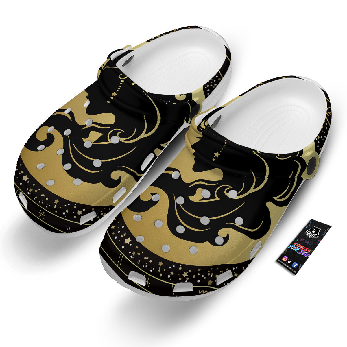 Virgo Sign Black And Gold Print Clog-grizzshop