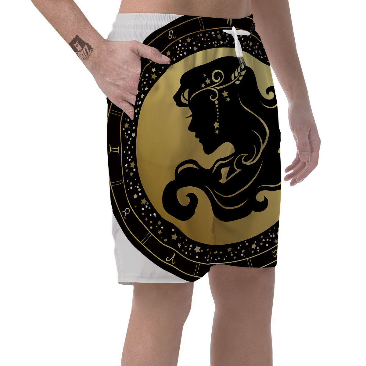 Virgo Sign Black And Gold Print Men's Shorts-grizzshop
