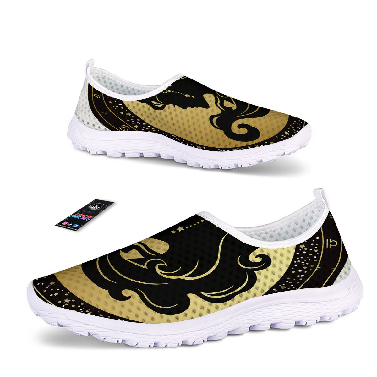 Virgo Sign Black And Gold Print Nurse Shoes-grizzshop