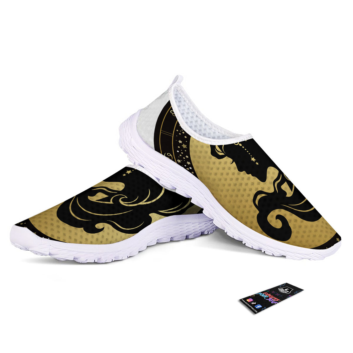 Virgo Sign Black And Gold Print Nurse Shoes-grizzshop