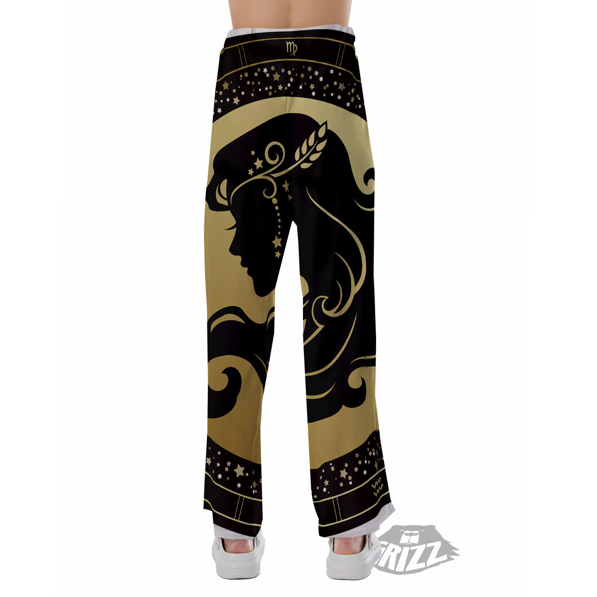 Virgo Sign Black And Gold Print Pajama Pants-grizzshop
