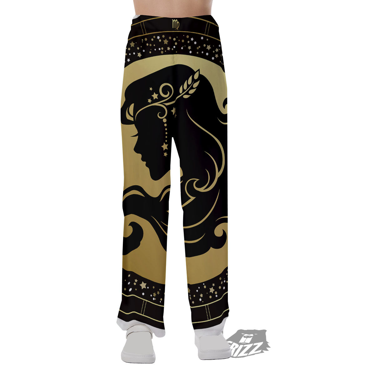 Virgo Sign Black And Gold Print Pajama Pants-grizzshop