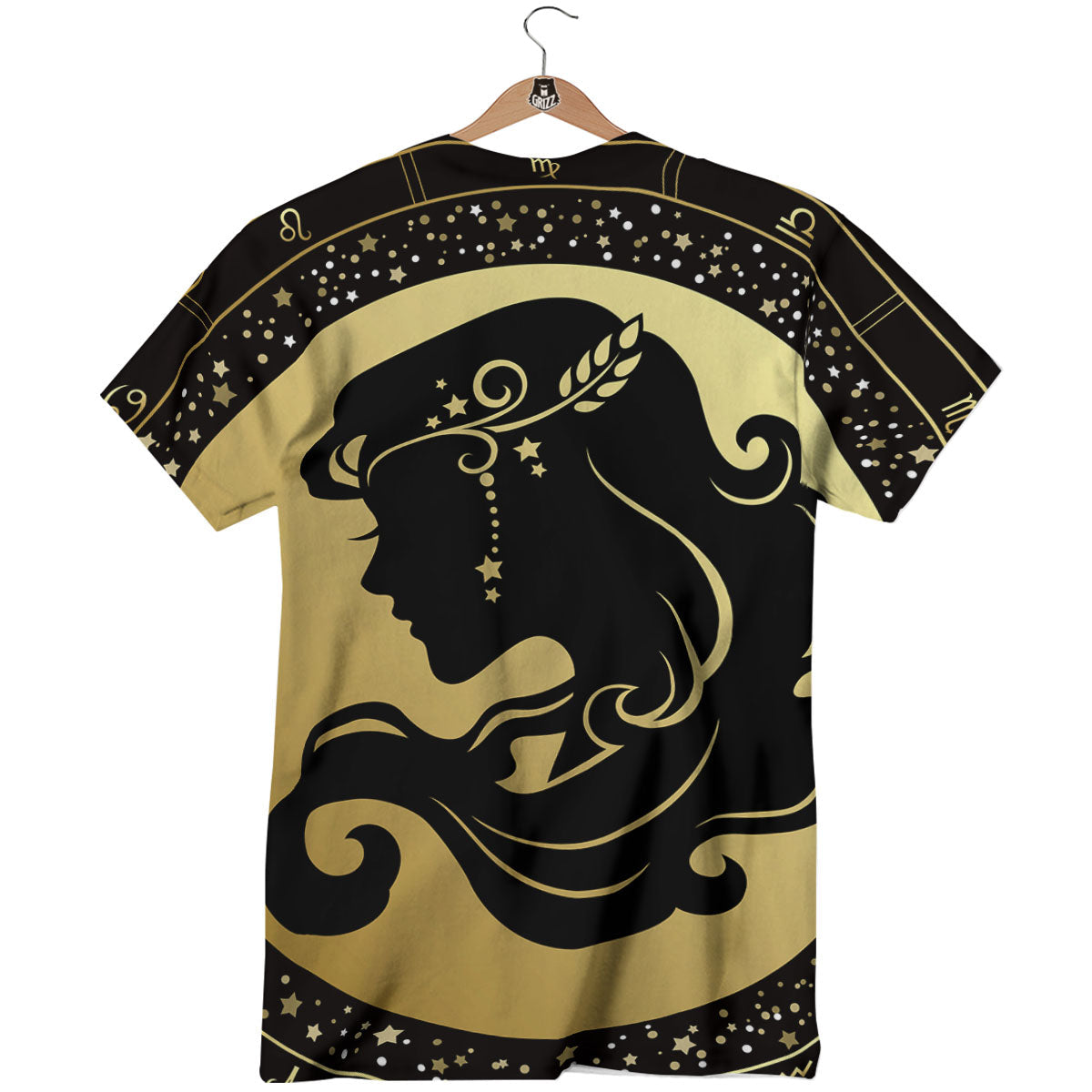 Virgo Sign Black And Gold Print T-Shirt-grizzshop