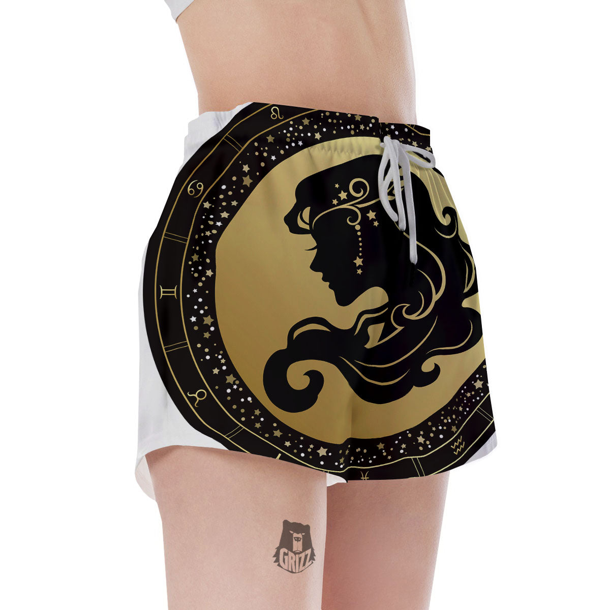 Virgo Sign Black And Gold Print Women's Shorts-grizzshop
