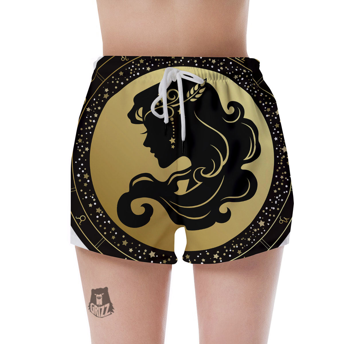 Virgo Sign Black And Gold Print Women's Shorts-grizzshop
