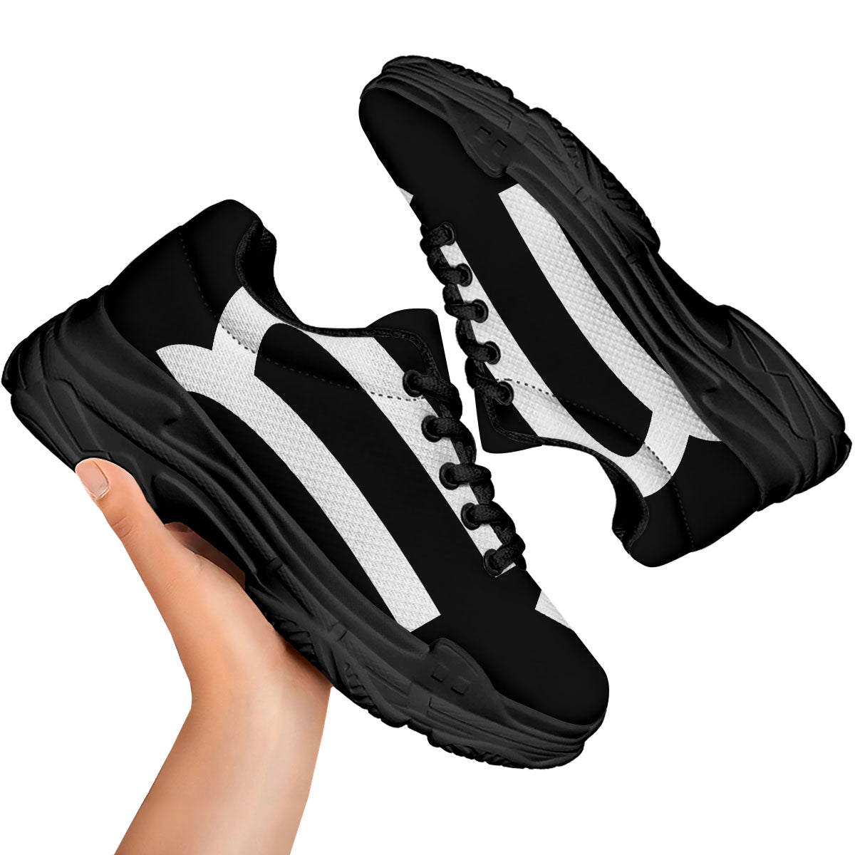 Virgo Sign White And Black Print Black Chunky Shoes-grizzshop