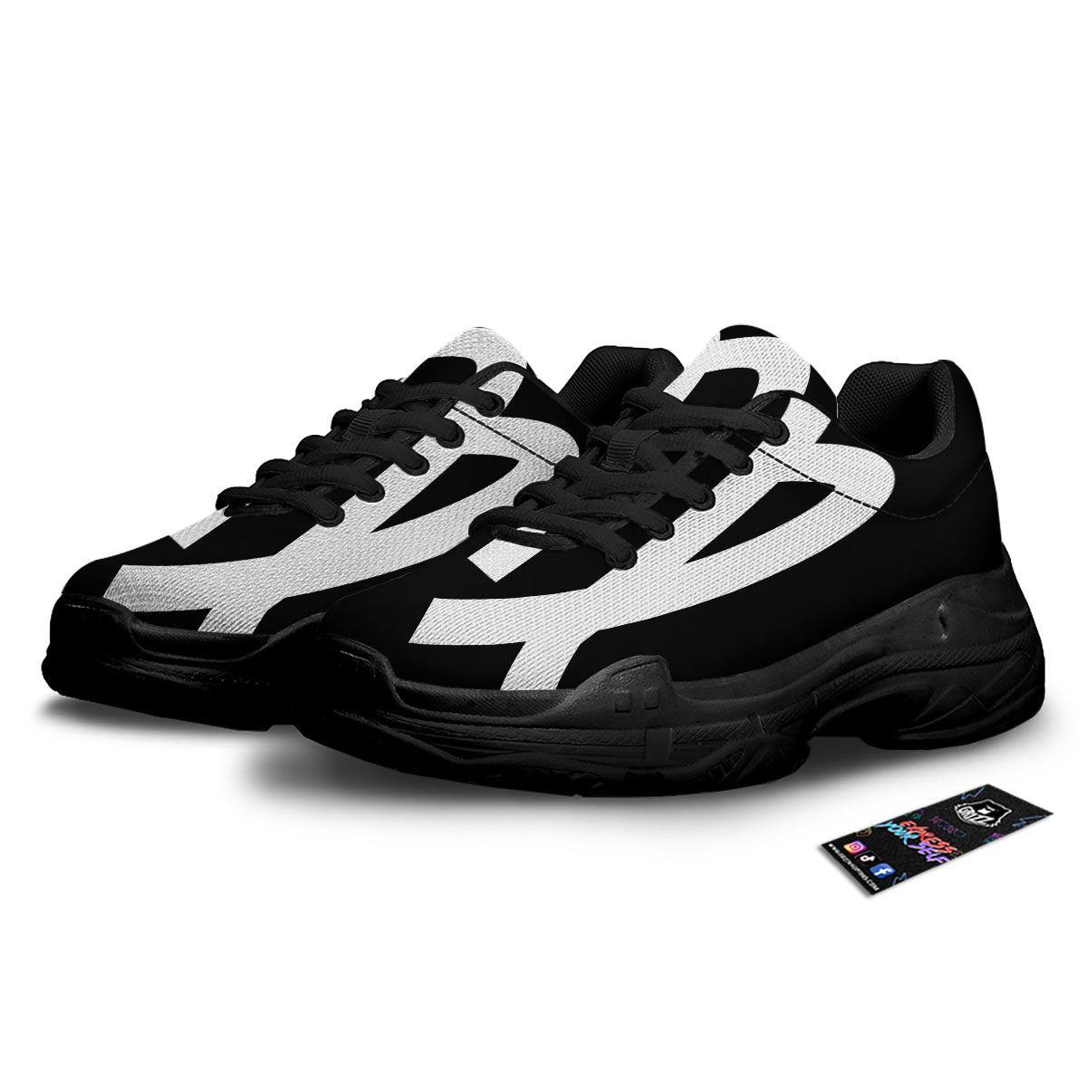 Virgo Sign White And Black Print Black Chunky Shoes-grizzshop