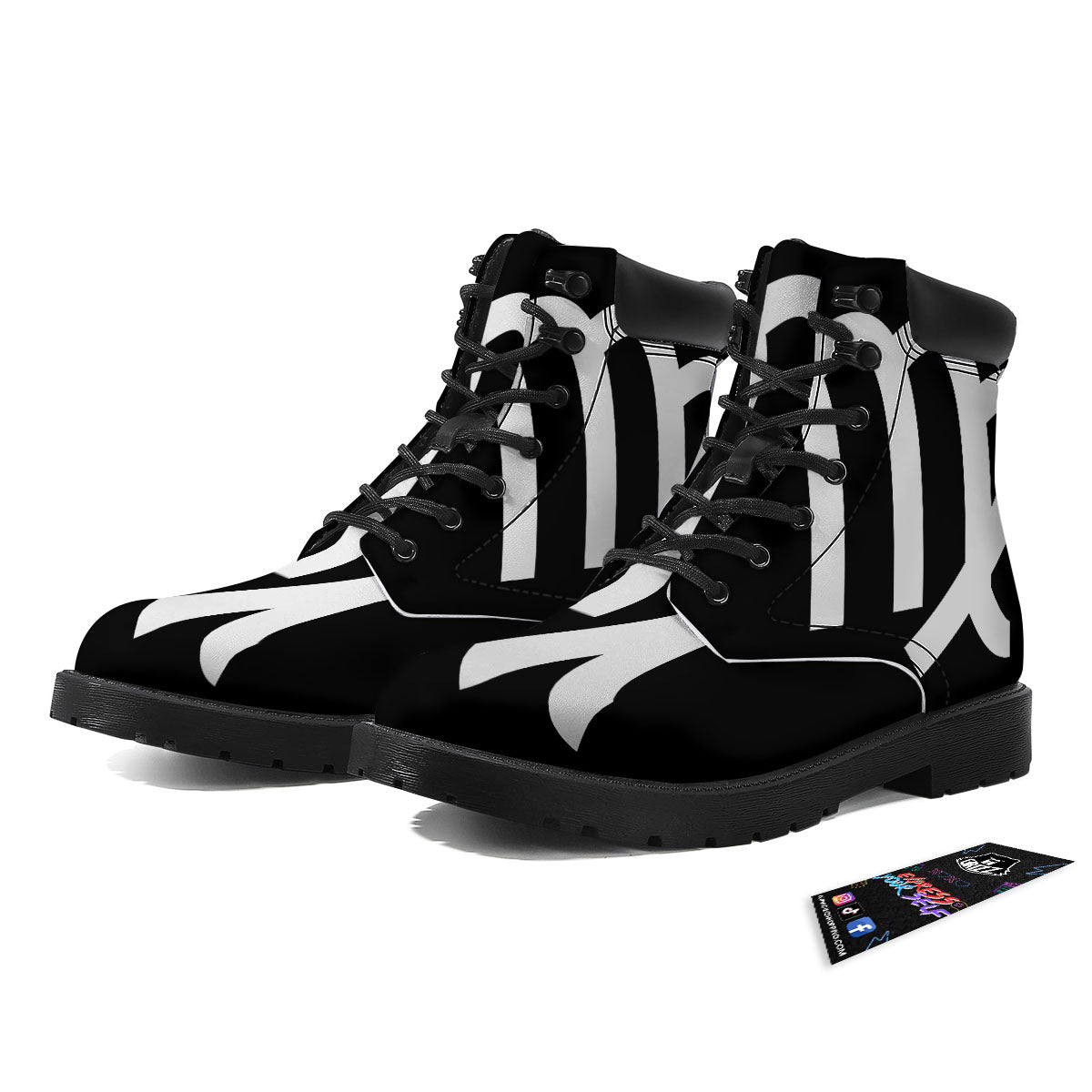 Virgo Sign White And Black Print Boots-grizzshop
