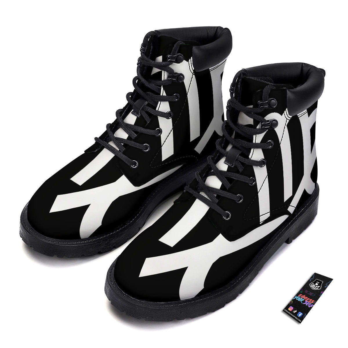 Virgo Sign White And Black Print Boots-grizzshop