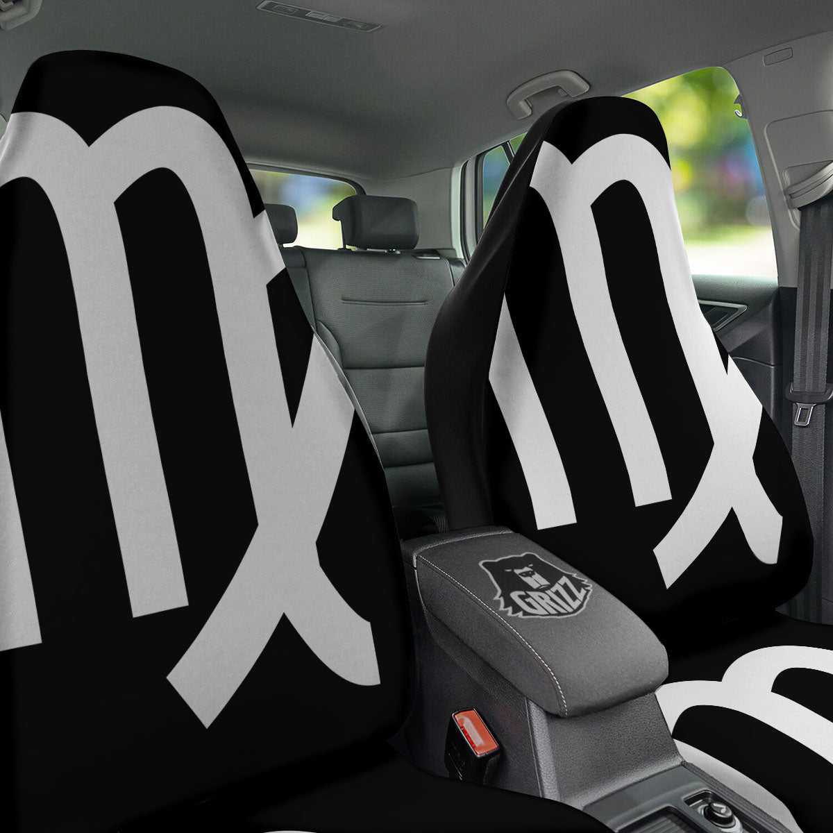 Virgo Sign White And Black Print Car Seat Covers-grizzshop